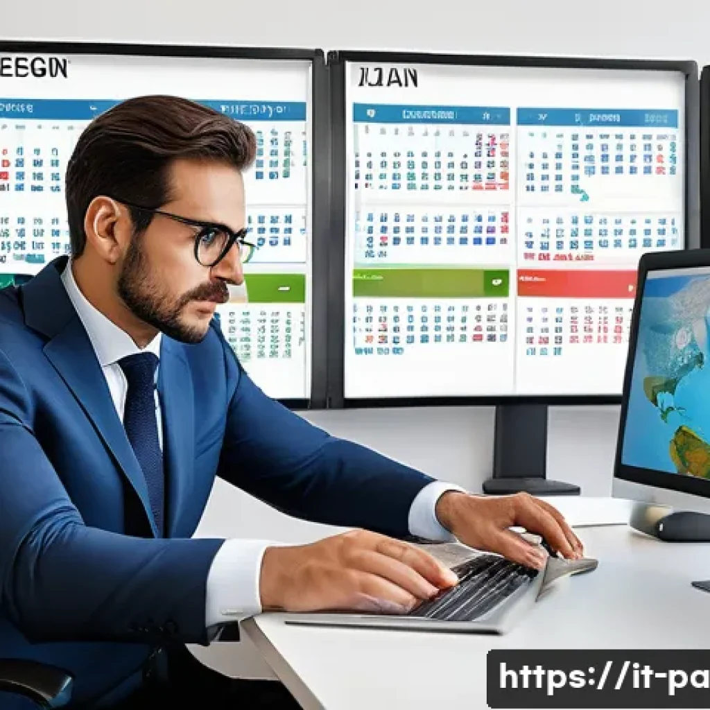 변리사 실무 중 빈번한 오류 - A professional office scene showing an intellectual property consultant managing a complex digital c...