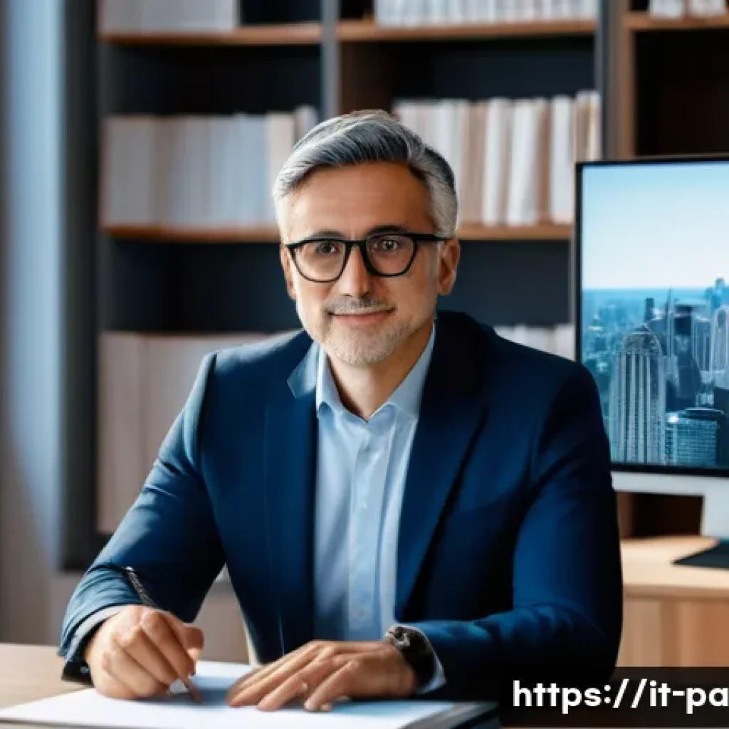 변리사 관련 정부 지원 제도 - A professional Italian intellectual property consultant in a modern office environment, wearing busi...